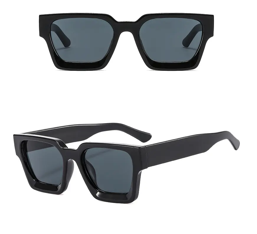 Gafas de sol cuadradas para hombre y mujer, lentes de sol cuadradas de marca de diseñador personalizado, color negro, venta al por mayor, 2023