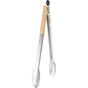 Pinzas para Barbacoa de Acero Inoxidable con Mango de Roble, Pinzas para Parrilla, Pinzas para Alimentos para Cocina - Product Image 1