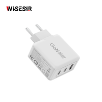 Chargeur GaN WISESIR 65W 4 prises PD 3.0 QC3.0 en alliage d'aluminium OTP pour téléphone portable USB-C certifié CE ROHS