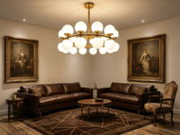 Lustre LED sur mesure haut de gamme, cadre en laiton, abat-jour en verre opale, grand lustre pour escalier, hall d'entrée