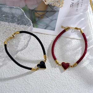 Super Cute 18K Gold Plated Parts <strong>Bracelet</strong> Dripping Oil Heart <strong>Charm</strong> Pendant Not Fading Allergic-Free Fashion <strong>String</strong> <strong>Bracelets</strong> - Product Image 3