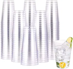 12 OZ Clear Plastic Cups , 100 Pack Heavy-duty Party Glasses, Disposable Tumbler for Wedding, Halloween,Thanksgiving Day