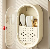 Organisateur mural haut de gamme pour baguettes, sans perçage, avec trous de drainage, support multi-emplacements pour ustensiles de cuisine