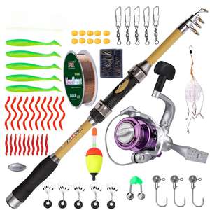 <span class=keywords><strong>Canne</strong></span> à pêche télescopique OEM 1.8M Kits complets <span class=keywords><strong>canne</strong></span> à pêche Spincast <span class=keywords><strong>moulinet</strong></span> de pêche ensemble de moulinets crochets coulée tige d'alimentation Combo - Product Image 2