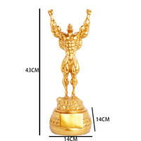 Trophée de Champion de Musculation en Résine de Luxe, Finition Or Antique, Statue Homme Musclé, Cérémonie de Remise des Prix, Vente en Gros