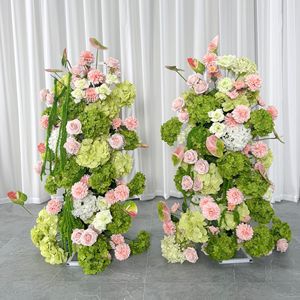 ซุ้มดอกไม้ประดิษฐ์สำหรับงานแต่งงาน ตกแต่งด้วยดอกไฮเดรนเยียสีชมพูและกุหลาบสีชมพู  งานจัดดอกไม้ที่ทนทาน ใช้เป็นฉากหลังสำหรับตกแต่งโต๊ะกลาง - Product Image 1