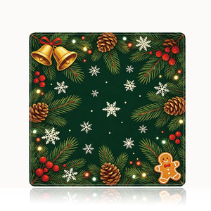 White Background Watercolor Colorful Christmas Tree Candy Cane Full Print American Mahjong <strong>Table</strong> Mat Square <strong>Game</strong> Pad for <strong>Xmas</strong> - Product Image 3