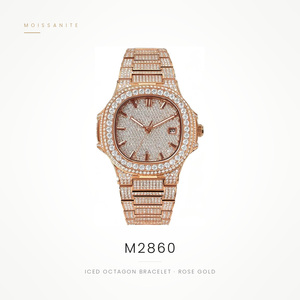 Montre mécanique étanche de luxe pour homme, style sport et affaires, cadran ovale, entièrement sertie de diamants Moissanite, en acier inoxydable - Product Image 6