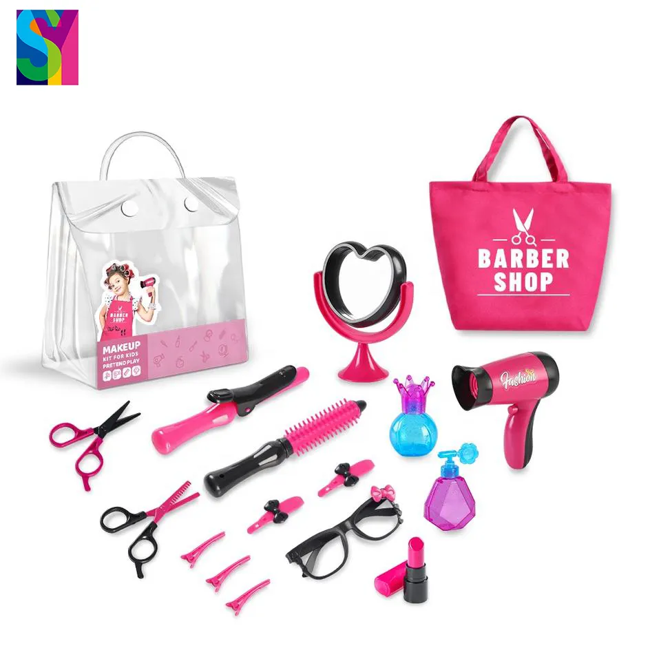 Sy penteados para crianças, crianças, brinquedo de maquiagem para cortar cabelo, conjunto de brinquedos para meninas, maquiagem, salão de beleza