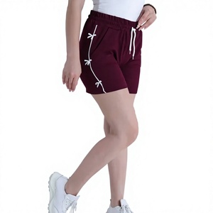 Shorts Deportivos Impermeables de Doble Capa Transpirables para Mujer, Ajuste Ajustable, Cintura Elástica, Lazos, Botones, Flores, Peluche Ligero - Product Image 1