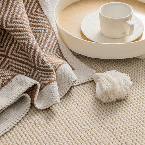 Couverture rayée colorée de bohème de 52*66 pouces avec des glands texturés tissés décoratifs, couvertures de jet pour la chaise douce de canapé de lit/ - Product Image 6
