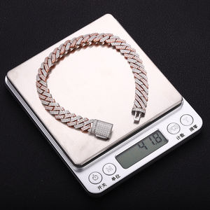 חם מכירה שני טון 10 מ "מ vs צמיד מויסאניט 925 מוצק כסף עגול שרשרת שרשרת קוביה גברים כיסו את תכשיטי היפ הופ - Product Image 4