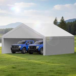 Abri de <span class=keywords><strong>voiture</strong></span> portable 20x20 pieds, toit de remplacement, imperméable, résistant aux UV, structure en acier galvanisé robuste, abri pour 2 voitures - Product Image 1