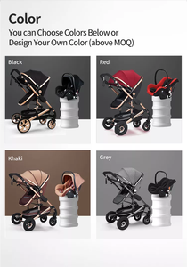 Poussette Bébé 3-en-1 <span class=keywords><strong>Luxe</strong></span> Pliable Haute Vue avec Siège <span class=keywords><strong>Auto</strong></span> <span class=keywords><strong>2</strong></span>-en-1, Conception Alliage d'Aluminium, Position Assise et Allongée - Product Image 6