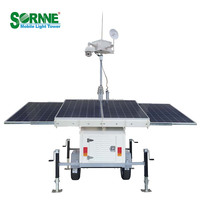 Remorque de surveillance solaire mobile autonome pour extérieur, facile à déployer, avec caméra de sécurité et surveillance par caméra