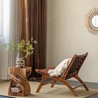 Fauteuil Selle, Chaise Simple en Rotin Tressé en Bois Massif Style Nordique, Fauteuil Inclinable Simple Vintage Japonais pour Balcon et Hôtels de Charme