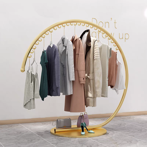 K Metal Garment Display Rack Arc Clothes <b>Hanger</b> <b>Stand</b> Double Tier Storage Organizer for Bathroom Balcony Retail Showroom - Product Image 5