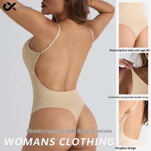 Однотонный бесшовный корректирующий комбинезон-боди из нейлона для женщин, моделирующий фигуру - Product Image 4