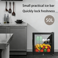 Mini-réfrigérateur à vin de style moderne, écologique, de petite capacité (50L), à porte simple, pour hôtel, maison ou usage domestique.