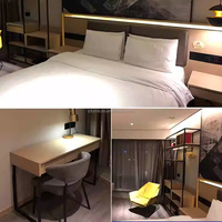 Muebles de Dormitorio Modernos Personalizados para Hotel, Juego Completo de 3 Piezas, Marco de Cama de Madera, Mesitas de Noche, Cabecera, Escritorio, Silla, Armario