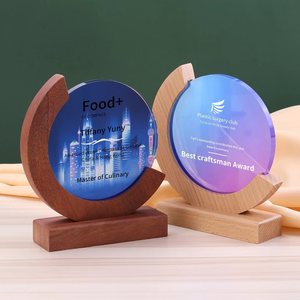 Trofeo de cristal creativo al por mayor, Reunión Anual de la empresa, trofeo de cristal con base de madera maciza de recuerdo - Product Image 6