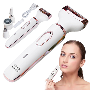 Ensemble de rasoirs corporels <span class=keywords><strong>pour</strong></span> femmes, <span class=keywords><strong>rasoir</strong></span> électrique rechargeable portable indolore 4 en 1 <span class=keywords><strong>pour</strong></span> le nez, les sourcils, la barbe, la <span class=keywords><strong>moustache</strong></span>, les aisselles - Product Image 1