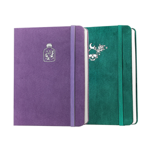 Jourmore Purple Green Velvet Cover B6 Notebook <strong>Journal</strong> 160GSM Thick Paper Dotted Grid Skull Design Soft <strong>Feeling</strong> Sewing for Gift - Product Image 1