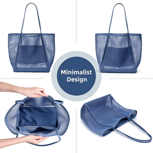 Bolsa de Playa Grande de Malla de Nailon con Logotipo Personalizado, Cierre de Cremallera, Diseño Antirrobo, para Compras, Supermercado, Viajes y Uso al Aire Libre - Product Image 3