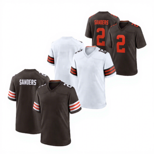 Nuevo Producto al por Mayor de Alta Calidad 2 #   Camiseta de Fútbol Americano de Secado Rápido de Poliéster/Nylon Cosida de Cleveland Sanders Chubb de Shedeur - Product Image 4