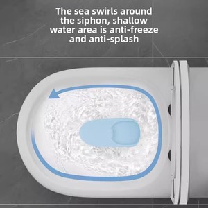 Inodoro de Cerámica de Una Pieza para Apartamentos Pequeños y Hoteles, Ahorro de Agua, Desodorante, Descarga Silenciosa con Sifón, Gran Calibre - Product Image 3