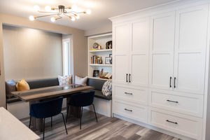 Meubles de cuisine sur mesure OEM CANA, style shaker traditionnel, armoires en bois peint foncé de luxe avec grand îlot central pour projet d'appartement - Product Image 5