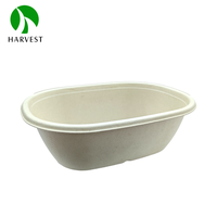 Boîte à lunch rectangulaire biodégradable de 27 oz avec couvercle, micro-ondable et étanche, pour l'emballage des plats à emporter des restaurants