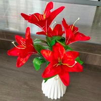 Buket Bunga Lily Simulasi 5 Kepala Bunga Buatan untuk Pernikahan, Fotografi Luar Ruangan, Dekorasi Ruang Tamu, Perlengkapan Pajangan, Stok Tersedia