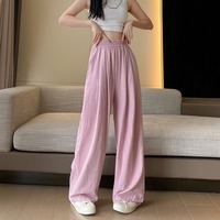 Pantalon large en satin de soie pour femme, design drapé décontracté, haut de gamme, blanc
