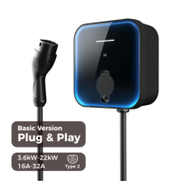 Borne de recharge murale intelligente 7 kW Type 2 avec obturateur, station de charge domestique EVSE Plug&Charge pour véhicules électriques, norme européenne