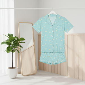 Pigiama Estivo da Donna Personalizzabile Stampato ODM, Set 2 Pezzi con Spalline Sottili e Maniche Corte, Motivo Floreale, Morbido e Profumato - Product Image 1
