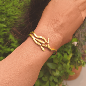 Fashion <b>Rings</b> PVD Gold Plated 316L Stainless Steel Sustainable Resistant Snake Design Adjustable Band - Product Image 3