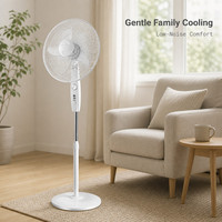 Ventilateur de sol de 16 pouces, 5 pales, fonctionnement silencieux, débit d'air élevé, adapté aux dortoirs, bureaux, télécommande, fonction minuterie