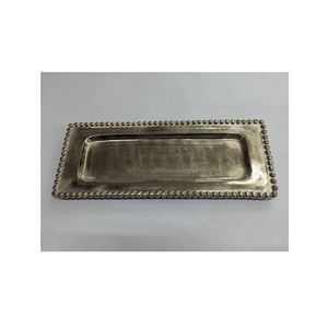 Plateau de service de forme carrée de meilleure qualité fait à la main en aluminium décoratif de table brillant poli pour la maison plateau de service décoratif - Product Image 6