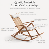 Ensemble de chaises à bascule pliantes d'extérieur avec table d'appoint – Fauteuil de relaxation moderne pour patio, parc, balcon, cour