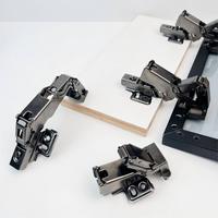 Charnières de porte en verre à cadre en aluminium MONX robustes à 180 degrés pour meubles, charnières d'angle à grand angle pour armoire avec fermeture douce