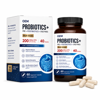 Capsules de Probiotiques Multi-Souches avec Inuline Prébiotique FOS, Mélange Postbiotique et Enzymes Digestives pour le Soutien Quotidien de la Santé Intestinale