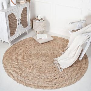 Grand tapis rond tissé à la main de style classique en jacinthe d'eau en fibres naturelles Tapis de couloir à usage domestique Vietnam Artisanat Tressé Vente en gros - Product Image 3
