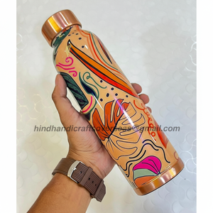 Botella de agua de cobre puro clásica impresa personalizada de 950 ML, beneficios de salud ayurvédicos, vasos de plástico personalizados - Product Image 1