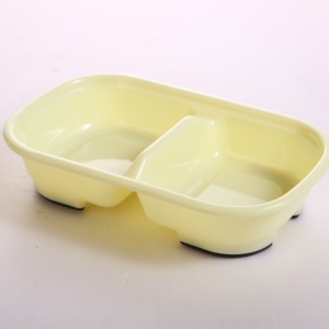 Rectangle Plastic Double Pet Bowl Non Slip Base Dual Food Water Feeding Dish for <b>Cat</b> Puppy Small Dog - Product Image 2