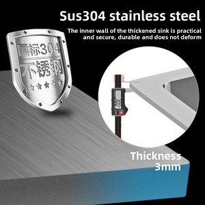 <span class=keywords><strong>Lavello</strong></span> da cucina fatto a mano doppio piatto Nano acciaio inossidabile addensato sotto-bancone dimensioni con due fori - Product Image 3