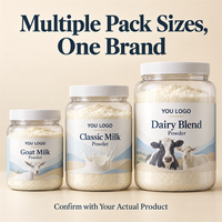 Emballage personnalisé pour poudre de lait en marque blanche, pot transparent en PET avec couvercle à logo pour marques de produits laitiers, vente en gros
