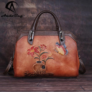AndoBag Genuine Leather Retro Commuting <b>Handbag</b> Trendy Mini Crossbody Bag Simple Solid Color Shoulder Purse for Women - Product Image 1