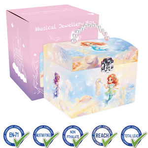 Carruage musical à remonter Jakos, boîte à bijoux bleue sirène avec poignée en perles, poupée petite fille, décoration d'intérieur, cadeau de festival, rangement d'usine - Product Image 4