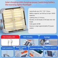Lampe solaire détachable à LED pour l'extérieur, alimentation mobile d'urgence, lampe de projection solaire, grande capacité lumineuse